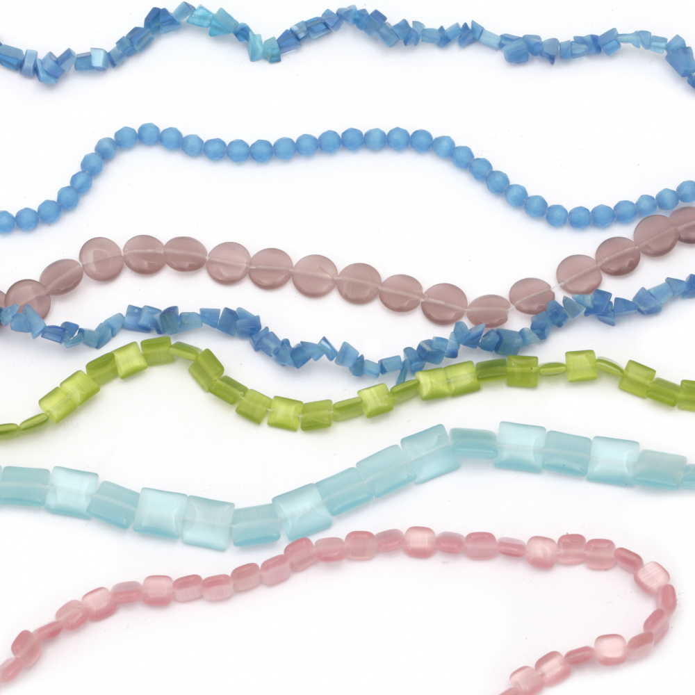 Glass Beads Cat's Eye Assorted Shapes 10 ~ 12mm Hole 1mm ASSORTED Colors -30 ~ 35 Pieces