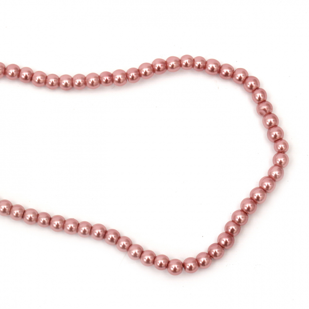 Round Glass Beads, Pearl String for DIY Jewelry, Ash of Roses, 4 mm: Hole 1 mm, 80cm string, approx 216 pieces