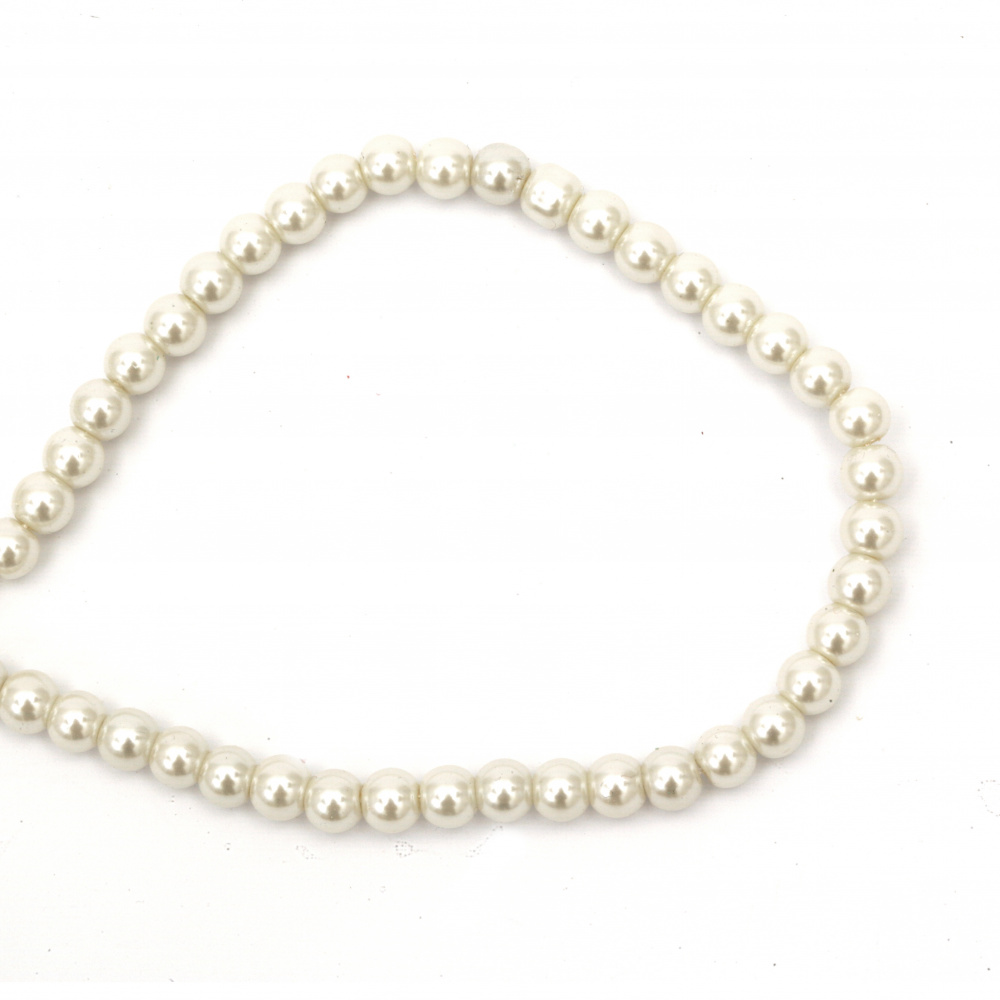 Glass Round Beads Strand with Pearl Coating, 12mm, Hole: 1mm, Creamy White, 90cm strand, approx 140 pieces