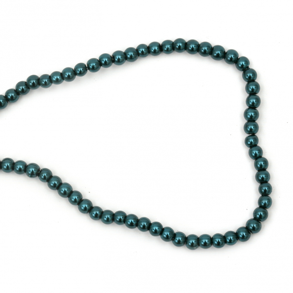 Round Glass Beads, Pearl String for DIY Jewelry, 4mm, Hole: 1mm, Ocean Blue, 80cm, about 216 pieces