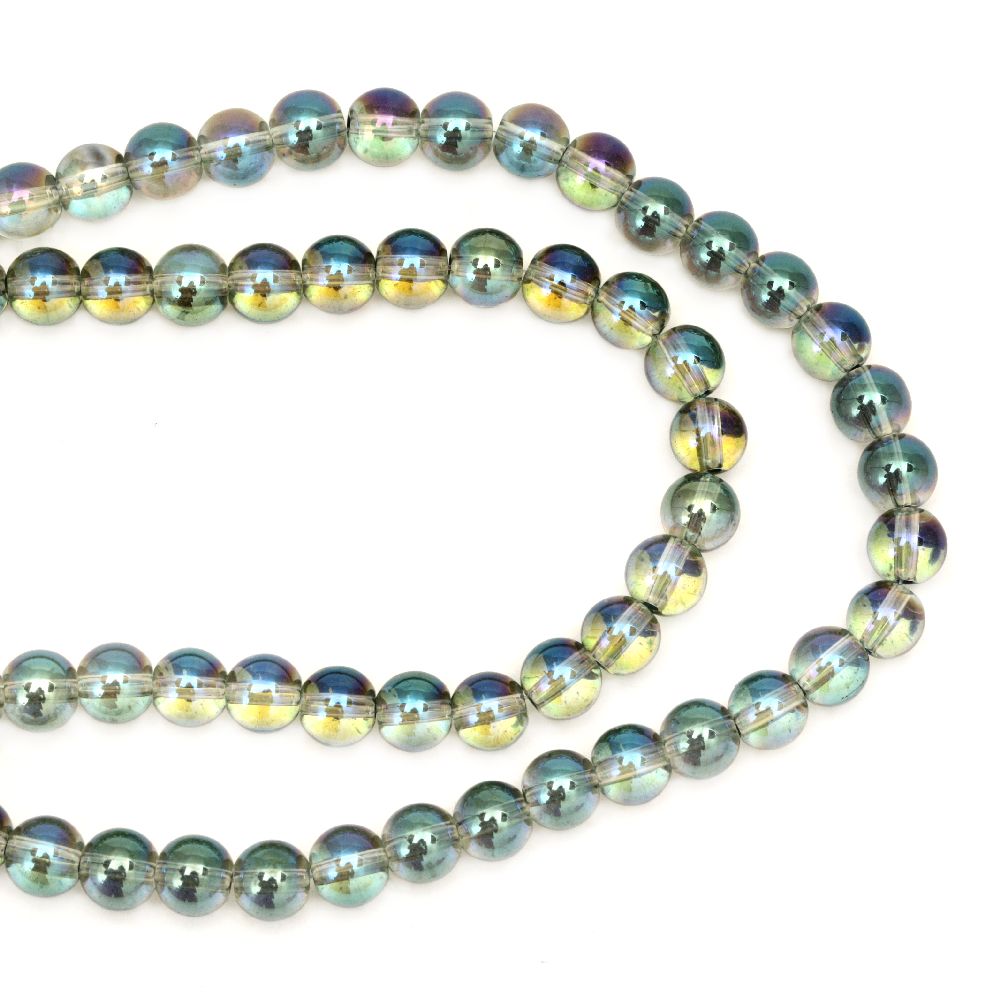 Glass Beads Strand, Round, Colorful, 8mm, hole 1mm, ~102 pcs