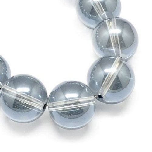 Transparent glass beads strands for jewelry making 8 mm hole 1 mm  galvanized blue ~ 93 pieces