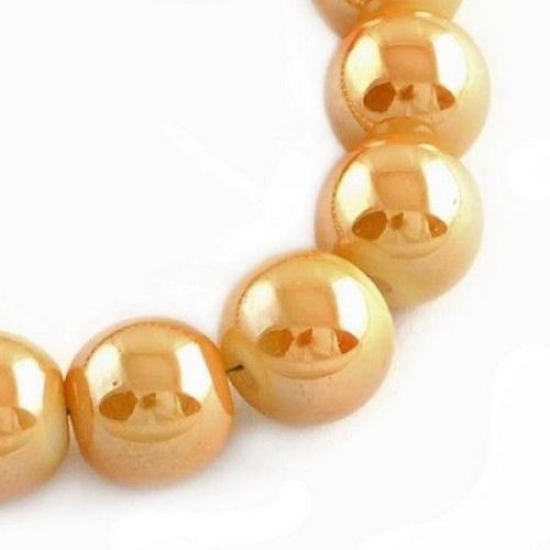 Lustrous string glass beads, ball shaped for DIY decorations and jewelry making 8 mm hole 1.5 mm galvanized sand ~ 84 pieces