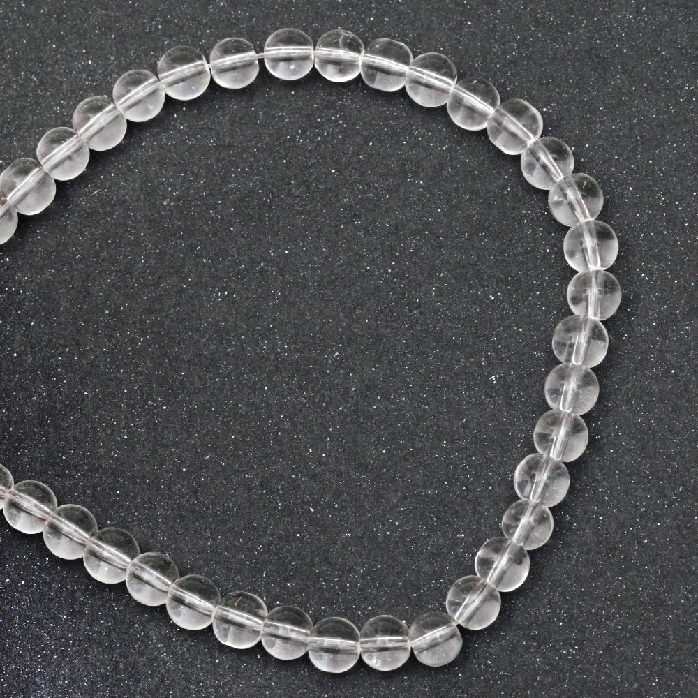 Glass Beads Strand, Round, Transparent, 6mm, hole 0.5mm, ~52 pcs