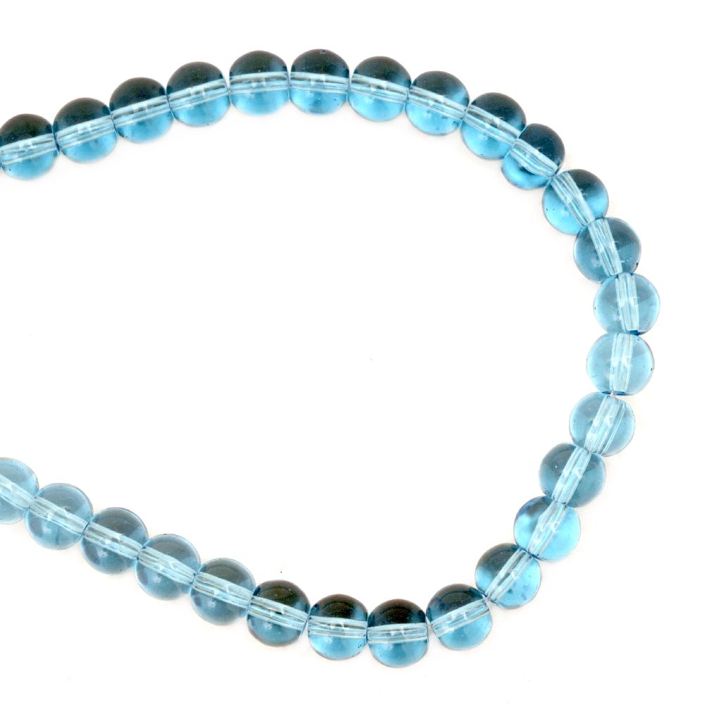 Glass Beads Strand, Round, Transparent, Light Blue, 6mm, hole 0.5mm, ~52 pcs