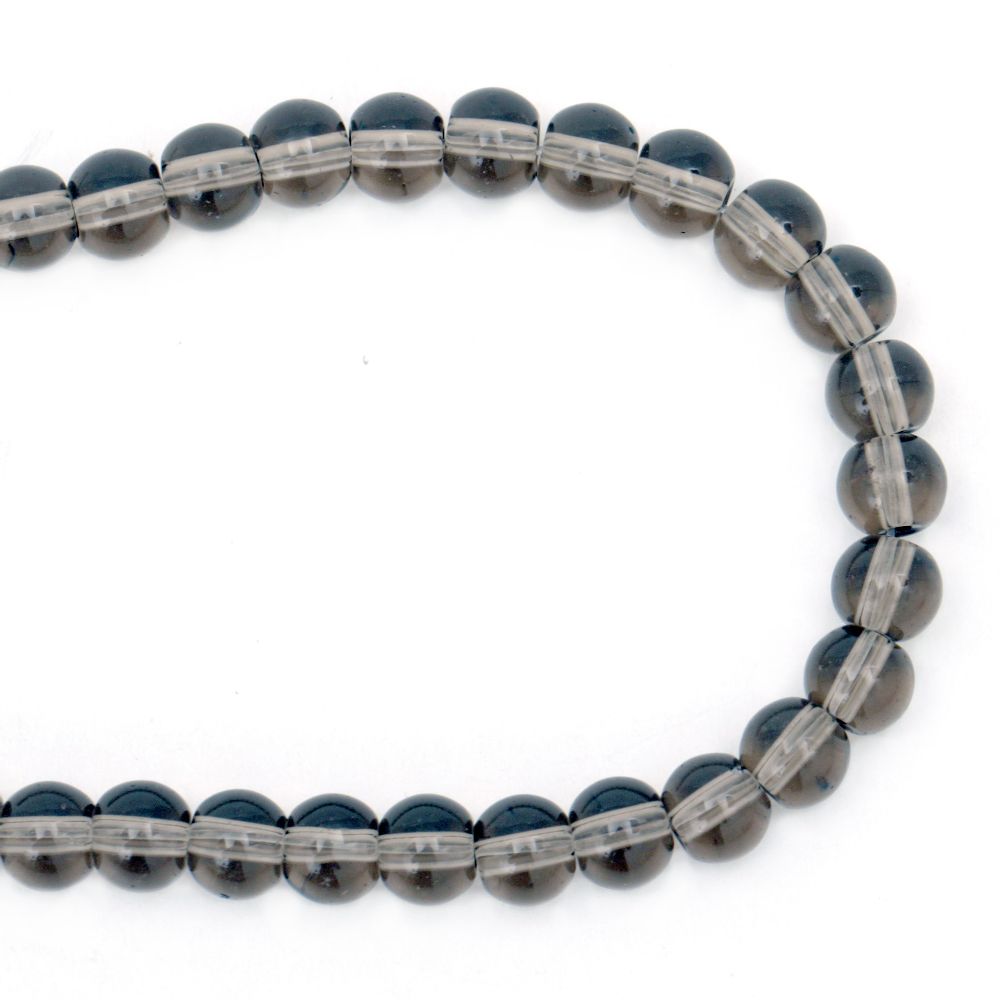 Glass Beads Strand, Round, Transparent, Grey, 6mm, hole 0.5mm, ~52 pcs
