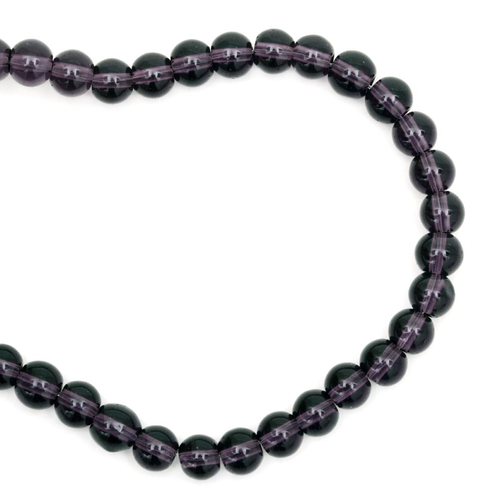 Glass Beads Strand, Round, Transparent, Purple, 6mm, hole 0.5mm, ~52 pcs