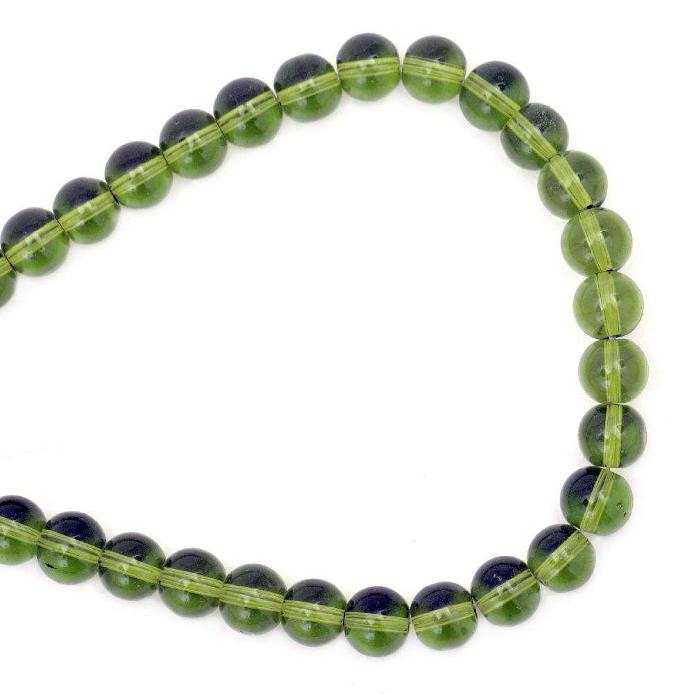 Glass Beads Strand, Round, Transparent, Light Green, 8mm, hole 1mm, ~42 pcs