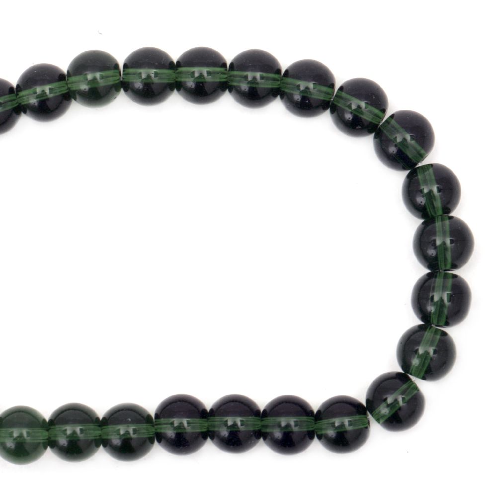 Glass Beads Strand, Round, Transparent, Green, 8mm, hole 1mm, ~42 pcs