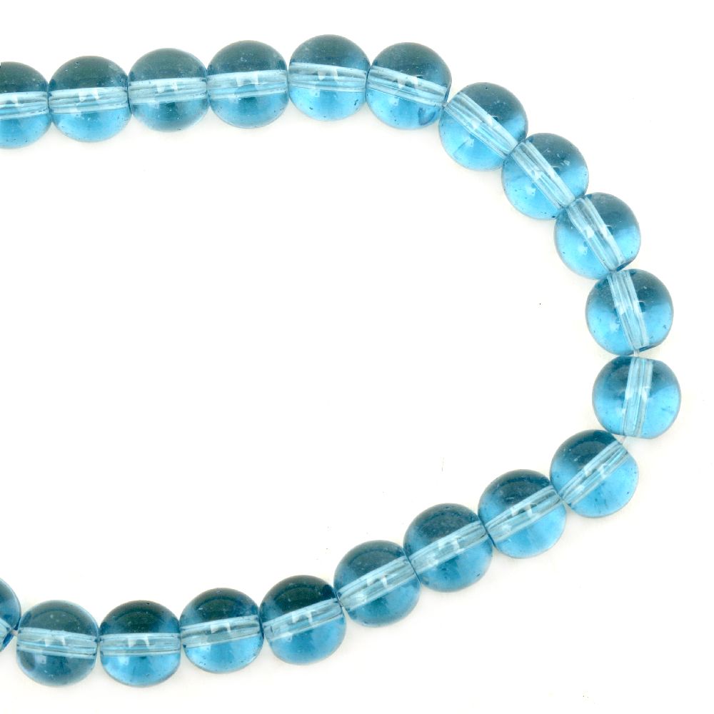 Glass Beads Strand, Round, Transparent, Light Blue, 8mm, hole 1mm, ~42 pcs