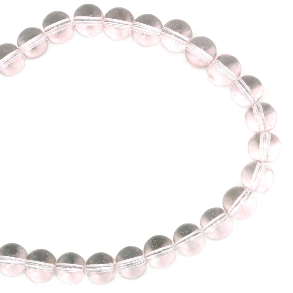 Glass Beads Strand, Round, Transparent, Pink, 8mm, hole 1mm, ~42 pcs