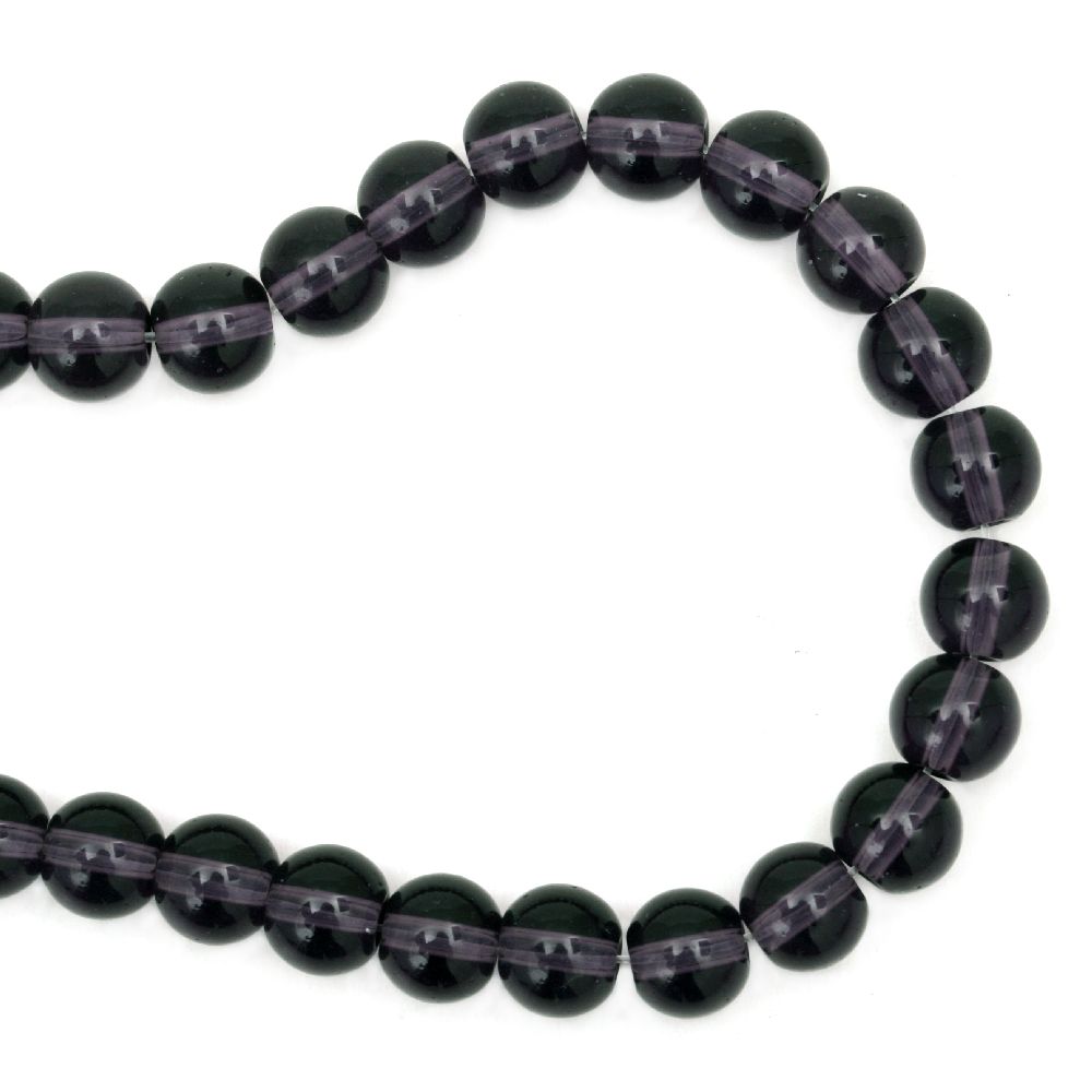 Round Glass Beads String for DIY Jewelry, Transparent Dark Purple, 8mm, Hole: 1mm, 42 pieces