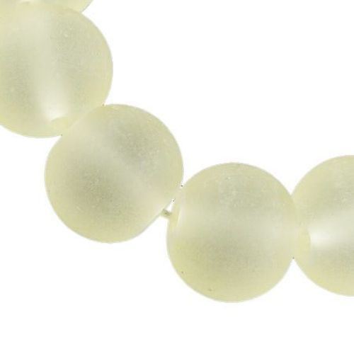 Glass Beads Strand, Round, Frosted, Lemon, 8mm, ~80 cm, ~105 pcs