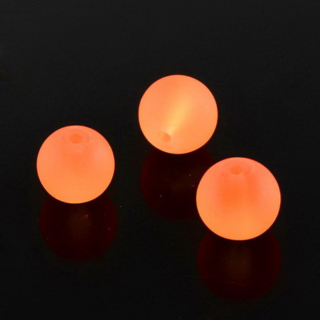 Glass Beads Strand, Round, Frosted, Orange, 8mm, hole 1.3~1.6mm, ~80 cm, ~105 pcs
