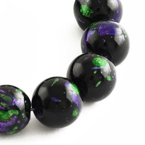 Painted glass beads strands, ball form for jewelry making, DIY home decor projects 8 mm hole 1 mm ~ 104 pieces