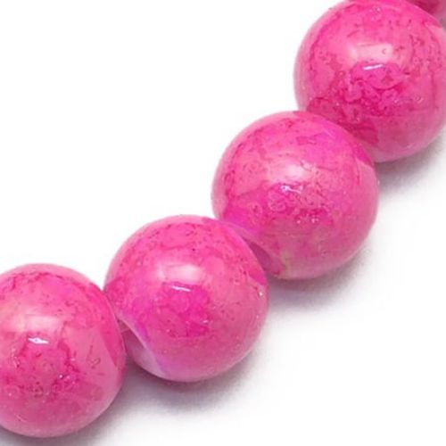 Painted glass round beads strands 8 mm hole 1 mm colored with pink spray ~ 80 cm ~ 105 pieces