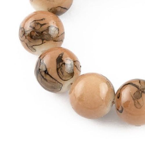 Glass Round Beads String for Jewelry Craft Making, Light Brown, 8 mm, Hole: 1 mm, 104 pieces 