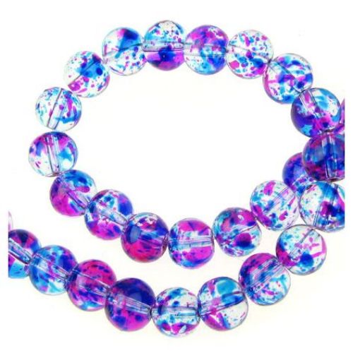 Round Glass Beads String for DIY Jewelry, 8 mm, Hole: 1 mm, Transparent, Sprayed, Multicolored, 104 pieces