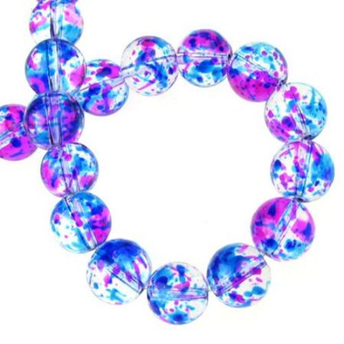 Round Glass Beads String for DIY Jewelry, 10 mm, Hole: 1 mm, Transparent, Sprayed, Multicolored, 82 pieces