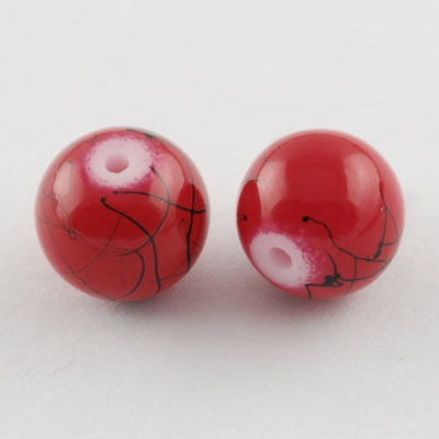String painted Beads Glass Bead 8mm Hole 1.3 ± 1.6mm Painted Red and Black ± 80cm ± 100 Pieces