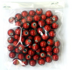 Glass Bead ball 8 mm hole 2 mm red -50 grams