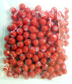 Glass Bead ball 6 mm red -50 grams