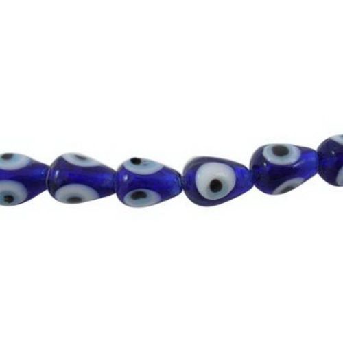 Glass Beads glass eye drop 8x12 mm hole 1.5 mm blue ~ 20 pieces