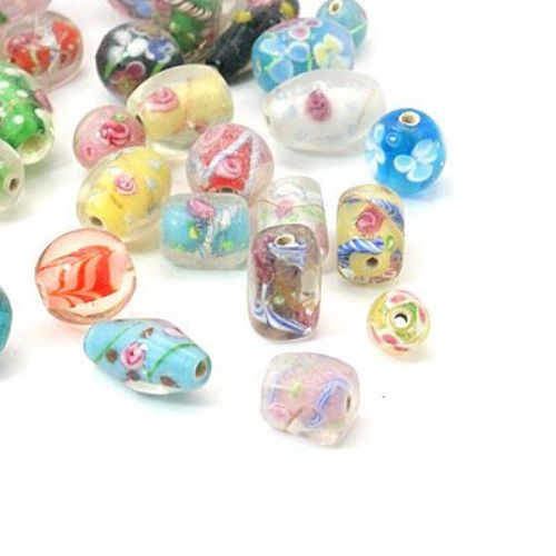 Assorted Murano Glass Beads for Jewelry Making, 6 ~ 20x8 ~ 20 mm, Hole: 1 ~ 4 mm, 50 grams