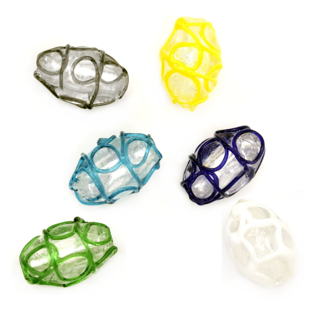 Glass beads 18 x 11 mm - MIX