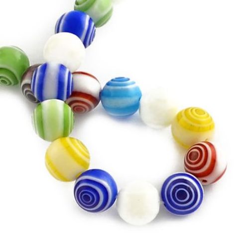 Milefiori glass beads  ball 10 mm hole 1.5 mm ~ 38 pieces