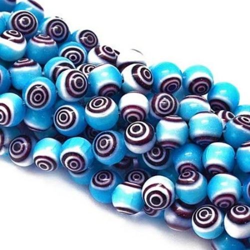 Lampwork glass beads  8 mm hole 1 mm color blue ~ 48 pieces