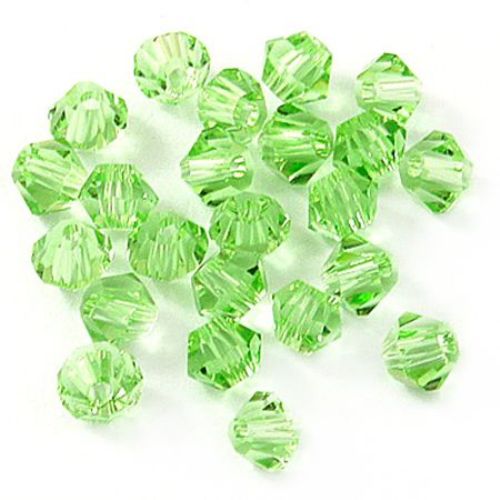 Margele cristal 4 mm gaură 1 mm imitație Swarovski arc verde -24 bucăți