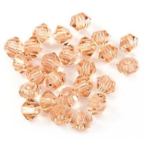 Swarovski Crystal  Beads Imitation, Transparent Glass Faceted Beads, Peach Color, 4 mm, Hole: 1 mm, 24 pieces