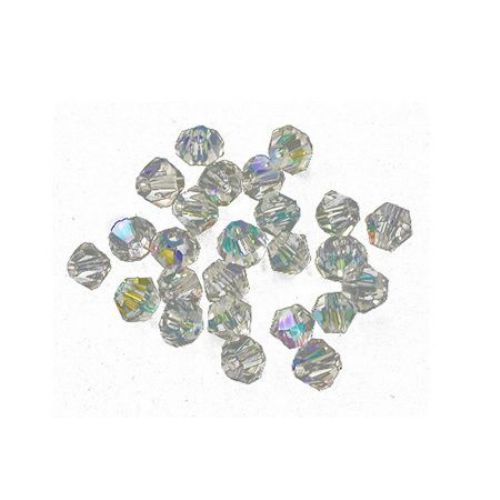 Crystal  beads, 4mm, size hole 1mm, Swarovski imitation, transparente rainbow -24 pcs