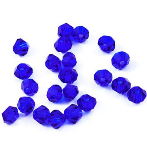 Margele cristal 4 mm gaură 1 mm imitație Swarovski albastru închis -24 bucăți