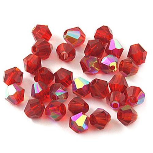 Margele cristal 4 mm gaură 1 mm imitație arc Swarovski roșu -24 bucăți