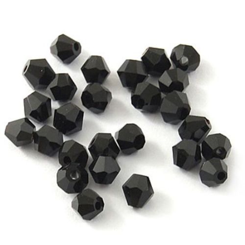 Margele cristal 4 mm gaură 1 mm imitație Swarovski negru -24 bucăți
