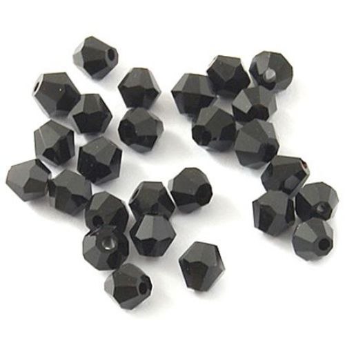 Perle de cristal 4 mm gaură de 1 mm imitație arc Swarovski negru -24 bucăți