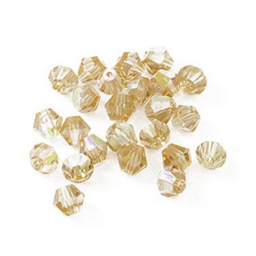 Transparent Glass Faceted Beads, Swarovski Imitation, Beige / Rainbow, 4 mm, Hole: 1 mm, 24 pieces
