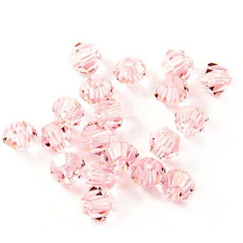 Double Cone Faceted Crystal Beads, Imitation SWAROVSKI / 6 mm, Hole: 1.3 mm /  Pink - 12 pieces