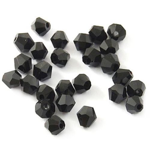 Мъниста кристал 6 мм дупка 1.3 мм имитация Сваровски черен -12 броя