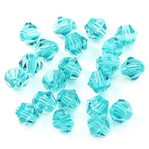 Swarovski Crystal Beads Imitation, Transparent Glass Faceted Beads, Тurquoise, 8 mm, Hole: 1.3 mm, 12 pieces