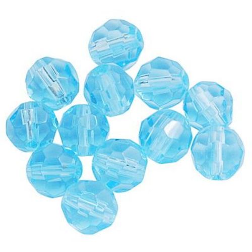 Glass Transparent Beads Strand, Imitation of Crystals, Light Blue, 6 mm, Hole: 1 mm, 55 pieces