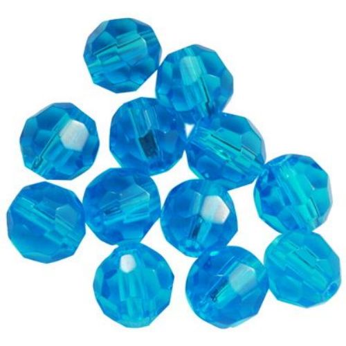 Crystal beads strand, faceted ball for DIY jewelry findings 6 mm hole 1 mm blue - 55 pieces