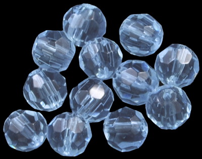 String Round Glass Transparent Faceted Beads, Imitation Crystals for DIY Jewelry, Аqua, 8 mm, Hole: 1 mm, 43 pieces