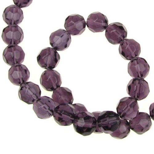 Transparent crystal beads string for DIY necklaces, bracelets and garment accessories 8 mm hole 1 mm purple - 43 pieces