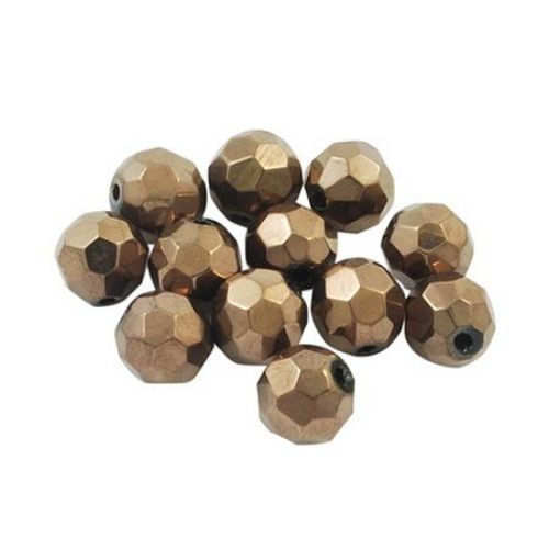 Glass Galvanized Multi-walled Round Beads String for DIY Jewelry, Bronze, 8mm, Hole: 1mm, 43 pieces