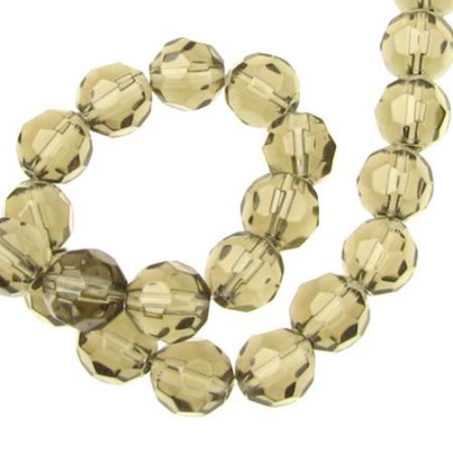 Painted crystal beads string, polyhedron for arts, jewelry making projects, 8 mm hole 1 mm dark gray - 43 pieces