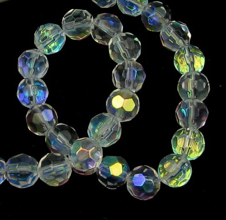 Glamorous crystal beads strand, polyhedron for jewelry making and DIY home art projects 8 mm hole 1 mm rainbow - 43 pieces