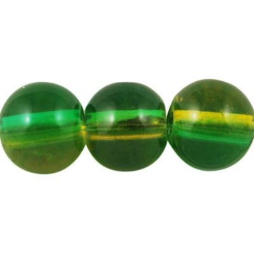 Наниз мъниста стъкло топче 8 мм прозрачно жълто / зелено ~80 см ~105 броя